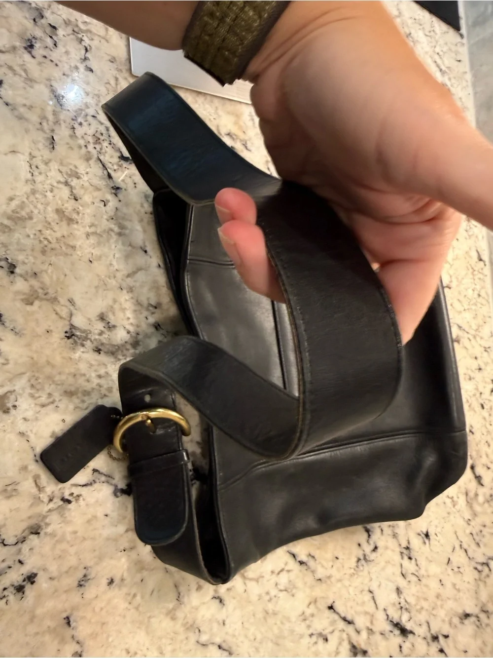 Coach EUC Vintage Made in USA Black Leather Companion Crossbody